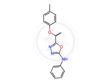Chemical structure of N-Phenyl-5-(1-(p-tolyloxy)ethyl)-1,3,4-oxadiazol-2-amine