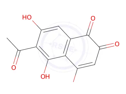 Chemical structure of 6-Acetyl-2,5,7-trihydroxy-1,4-naphthoquinone