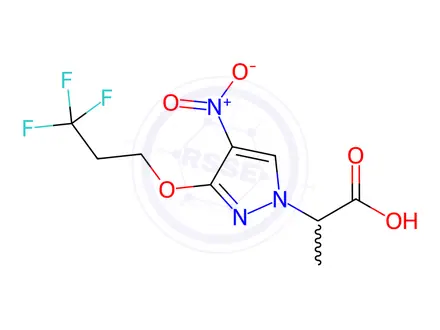 Chemical structure of 2-[4-nitro-3-(3,3,3-trifluoropropoxy)-1H-pyrazol-1-yl]propanoic acid