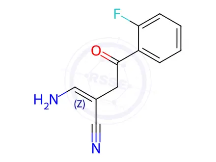 Chemical structure of Benzenebutanenitrile, α-(aminomethylene)-2-fluoro-γ-oxo-, (αZ)-