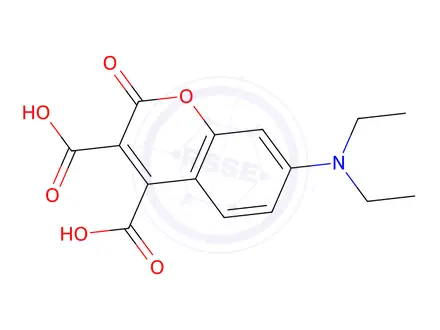 Chemical structure of 7-(Diethylamino)-2-oxo-2H-chromene-3,4-dicarboxylic acid