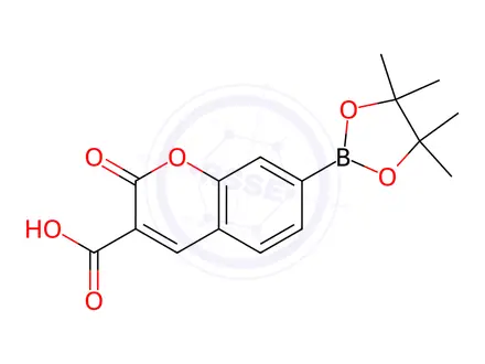 Chemical structure of 2-Oxo-7-(4,4,5,5-tetramethyl-1,3,2-dioxaborolan-2-yl)-2H-chromene-3-carboxylic acid