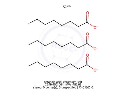 Chemical structure of octanoic acid, chromium salt