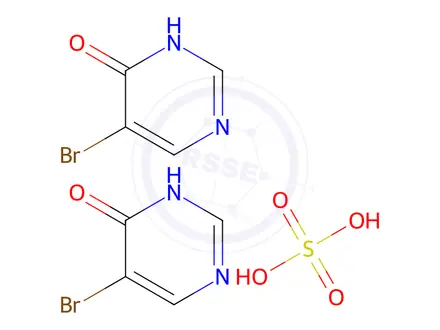 Chemical structure of bis(5-bromo-3,4-dihydropyrimidin-4-one); sulfuric acid