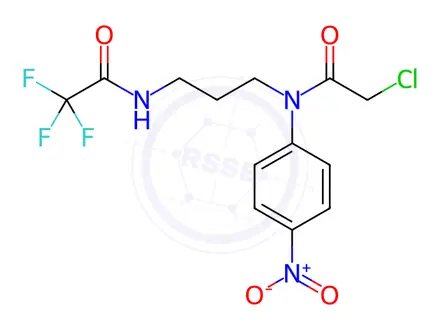 Chemical structure of N-(3-(2-chloro-N-(4-nitrophenyl)acetamido)propyl)-2,2,2-trifluoroacetamide