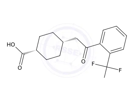 Chemical structure of cis-4-[2-Oxo-2-(2-trifluoromethylphenyl)-ethyl]cyclohexane-1-carboxylic acid