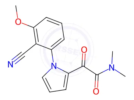 Chemical structure of 2-(1-(2-Cyano-3-methoxyphenyl)-1H-pyrrol-2-yl)-N,N-dimethyl-2-oxoacetamide