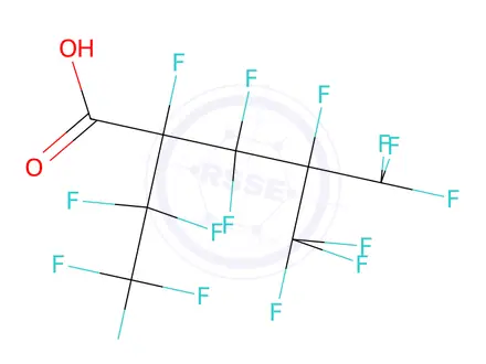Chemical structure of Pentanoic acid, 2,3,3,4,5,5,5-heptafluoro-2-(1,1,2,2,2-pentafluoroethyl)-4-(trifluoromethyl)-