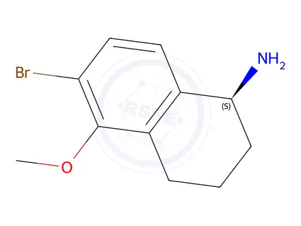 Chemical structure of (S)-6-Bromo-5-methoxy-1,2,3,4-tetrahydronaphthalen-1-amine