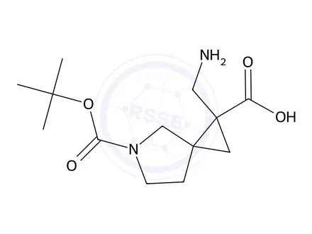 Chemical structure of 1-(Aminomethyl)-5-(tert-butoxycarbonyl)-5-azaspiro[2.4]heptane-1-carboxylic acid