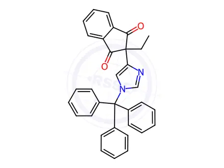 Chemical structure of 2-Ethyl-2-(1-trityl-1H-imidazol-4-yl)-1H-indene-1,3(2H)-dione