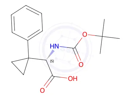 Chemical structure of (S)-tert-Butoxycarbonylamino-(1-phenyl-cyclopropyl)-acetic acid