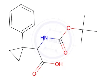 Chemical structure of tert-Butoxycarbonylamino-(1-phenyl-cyclopropyl)-acetic acid
