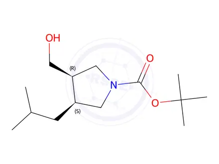 Chemical structure of Tert-butyl (3R,4S)-3-(hydroxymethyl)-4-isobutylpyrrolidine-1-carboxylate