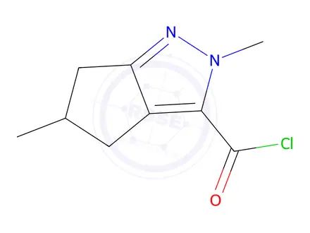 Chemical structure of 3-Cyclopentapyrazolecarbonyl chloride, 2,4,5,6-tetrahydro-2,5-dimethyl-(9CI)