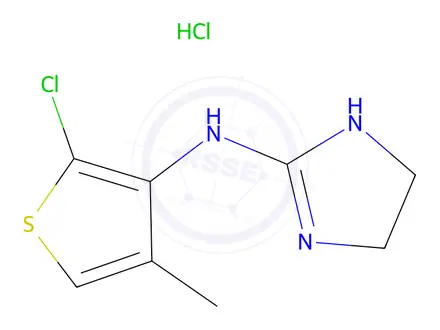 Chemical structure of N-(2-Chloro-4-methylthiophen-3-yl)-4,5-dihydro-1H-imidazol-2-amine hydrochloride