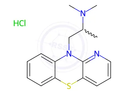 Chemical structure of 10-[2-(dimethylamino)propyl]-10H-pyrido[3,2-b][1,4]benzothiazine hydrochloride