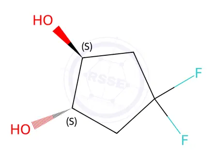 Chemical structure of (1S,2S)-4,4-difluorocyclopentane-1,2-diol
