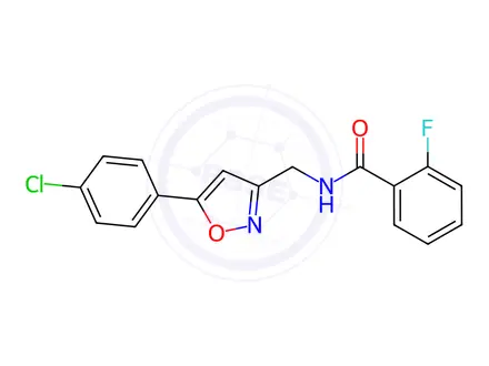 Chemical structure of N-((5-(4-Chlorophenyl)isoxazol-3-yl)methyl)-2-fluorobenzamide