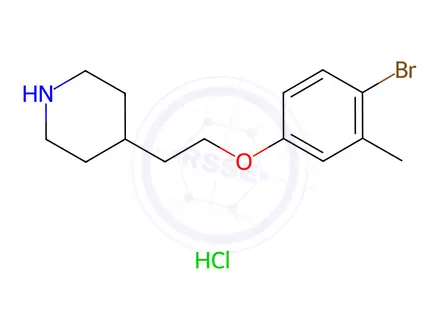 Chemical structure of 4-[2-(4-Bromo-3-methylphenoxy)ethyl]piperidine hydrochloride