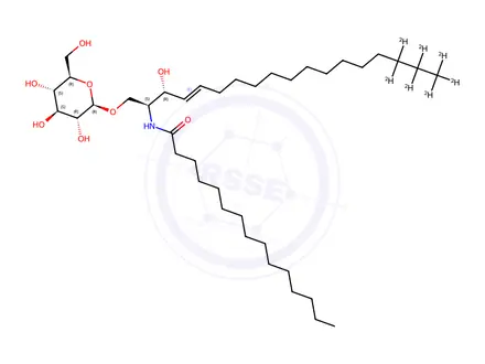 Chemical structure of C15 Glucosyl(β) Ceramide-d7 (d18:1-D7/15:0)