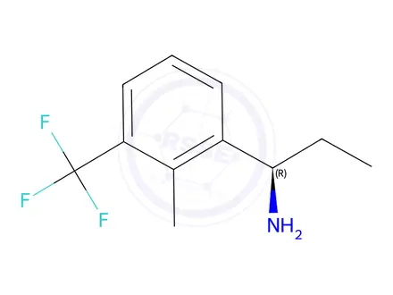Chemical structure of (R)-1-(2-methyl-3-(trifluoromethyl)phenyl)propan-1-amine