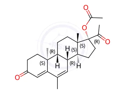 Chemical structure of (8R,9R,10S,13S,14S,17R)-Megestrol acetate