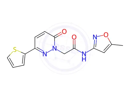 Chemical structure of N-(5-Methylisoxazol-3-yl)-2-(6-oxo-3-(thiophen-2-yl)pyridazin-1(6H)-yl)acetamide