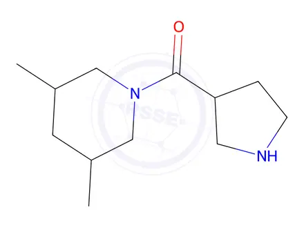 Chemical structure of 3,5-dimethyl-1-(pyrrolidine-3-carbonyl)piperidine