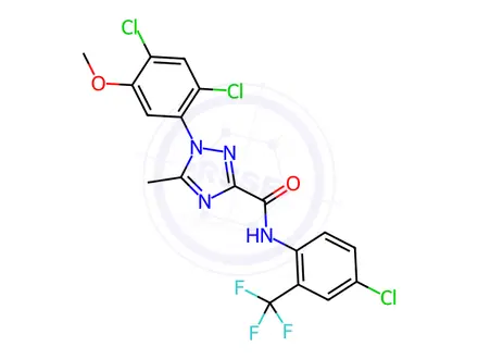 Chemical structure of N-(4-chloro-2-(trifluoromethyl)phenyl)-1-(2,4-dichloro-5-methoxyphenyl)-5-methyl-1H-1,2,4-triazole-3-carboxamide