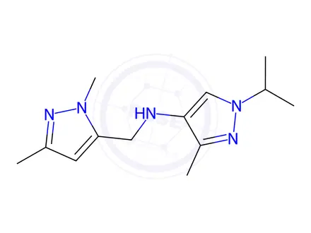 Chemical structure of N-[(1,3-dimethyl-1H-pyrazol-5-yl)methyl]-1-isopropyl-3-methyl-1H-pyrazol-4-amine