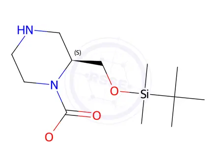 Chemical structure of tert-Butyl (S)-2-(((tert-butyldimethylsilyl)oxy)methyl)piperazine-1-carboxylate