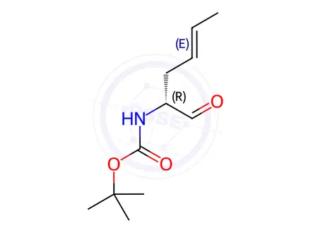 Chemical structure of Carbamic acid, [(1R,3E)-1-formyl-3-pentenyl]-, 1,1-dimethylethyl ester (9CI)