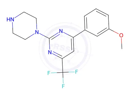 Chemical structure of 4-(3-Methoxyphenyl)-2-(piperazin-1-yl)-6-(trifluoromethyl)pyrimidine