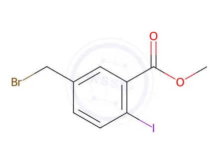 Chemical structure of Benzoic acid, 5-(bromomethyl)-2-iodo-, methyl ester