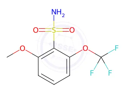 Chemical structure of 2-methoxy-6-(trifluoromethoxy)benzene-1-sulfonamide