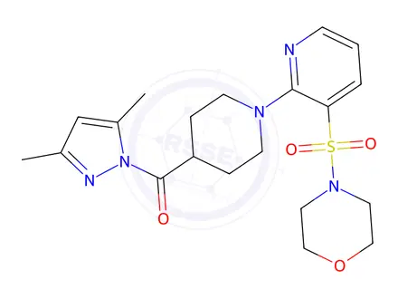 Chemical structure of (3,5-Dimethyl-1H-pyrazol-1-yl)(1-(3-(morpholinosulfonyl)pyridin-2-yl)piperidin-4-yl)methanone
