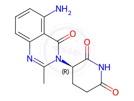 Chemical structure of 3-(5-amino-2-methyl-4-oxo-3(4H)-quinazolinyl)-2,6-Piperidinedione