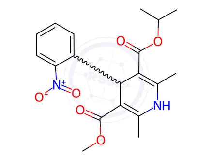 Chemical structure of 3-Isopropyl 5-methyl 2,6-dimethyl-4-(2-nitrophenyl)-1,4-dihydropyridine-3,5-dicarboxylate