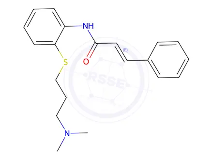 Chemical structure of N-(2-((3-(Dimethylamino)propyl)thio)phenyl)cinnamamide