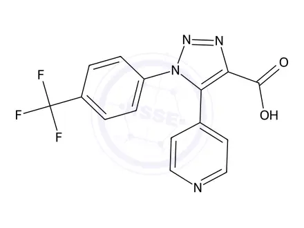 Chemical structure of 5-(Pyridin-4-yl)-1-(4-(trifluoromethyl)phenyl)-1H-1,2,3-triazole-4-carboxylic acid