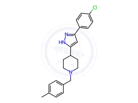 Chemical structure of 4-[5-(4-chlorophenyl)-1H-pyrazol-3-yl]-1-(4-methylbenzyl)piperidine