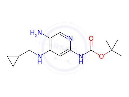 Chemical structure of Carbamic acid, N-[5-amino-4-[(cyclopropylmethyl)amino]-2-pyridinyl]-, 1,1-dimethylethyl ester