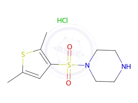 Chemical structure of 1-[(2,5-dimethylthiophen-3-yl)sulfonyl]piperazine hydrochloride