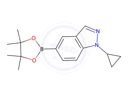 Chemical structure of 1-Cyclopropyl-5-(4,4,5,5-tetramethyl-1,3,2-dioxaborolan-2-yl)-1H-indazole
