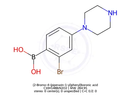 Chemical structure of (2-Bromo-4-(piperazin-1-yl)phenyl)boronic acid
