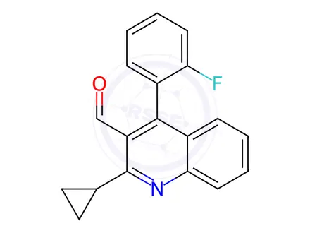 Chemical structure of 2-Cyclopropyl-4-(2-fluorophenyl)quinoline-3-carbaldehyde