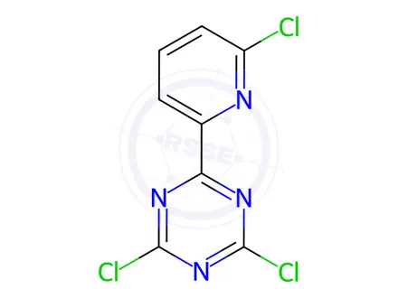 Chemical structure of 2,4-dichloro-6-(6-chloropyridin-2-yl)-1,3,5-triazine