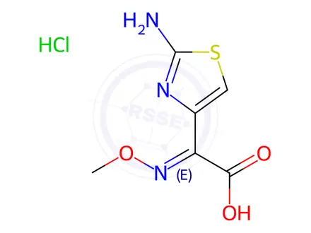 Chemical structure of (E)-2-(2-aminothiazol-4-yl)-2-(methoxyimino)acetic acid hydrochloride