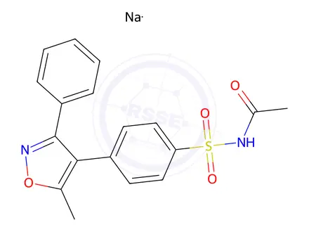 Chemical structure of Sodium acetyl(4-(5-methyl-3-phenylisoxazol-4-yl)phenylsulfonyl)amide